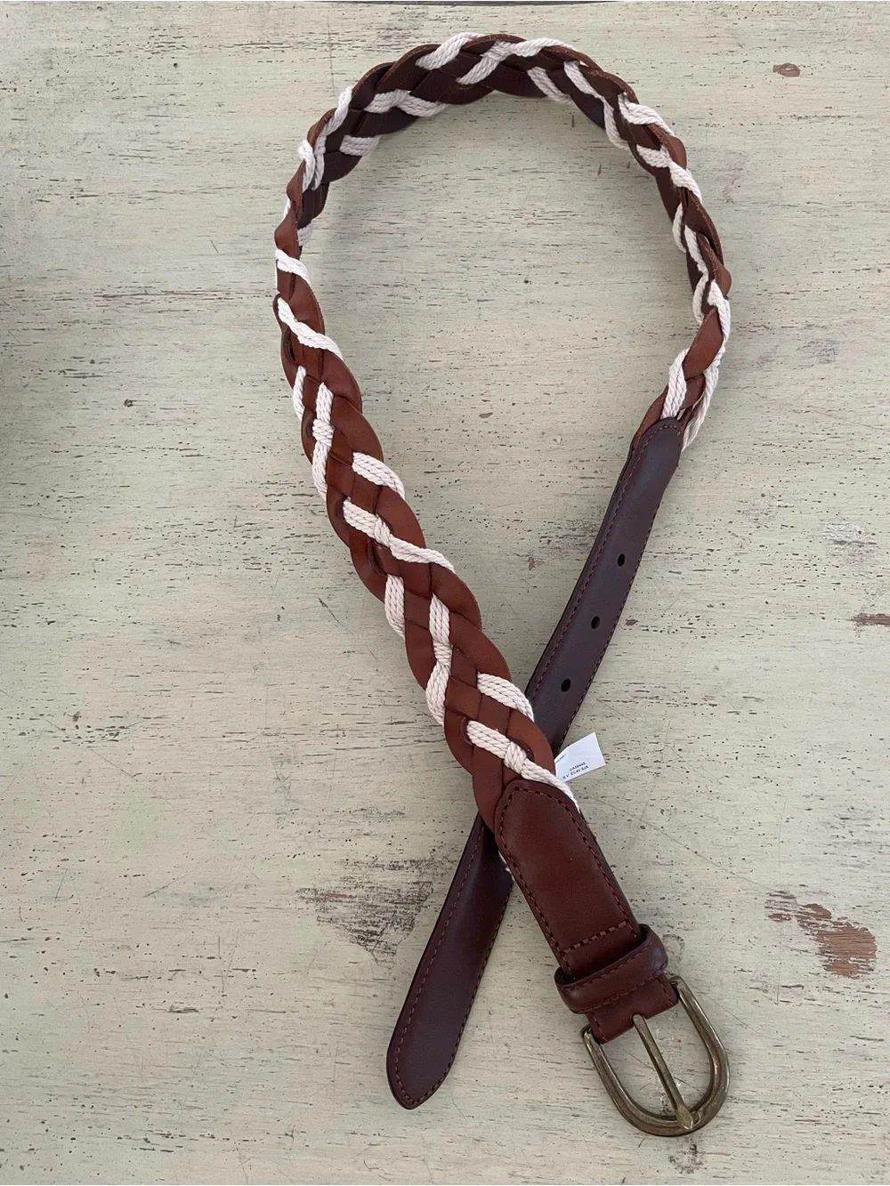 J. CREW Braided rope and leather belt in Brown & Ivory Size 30 NWOT CJ279